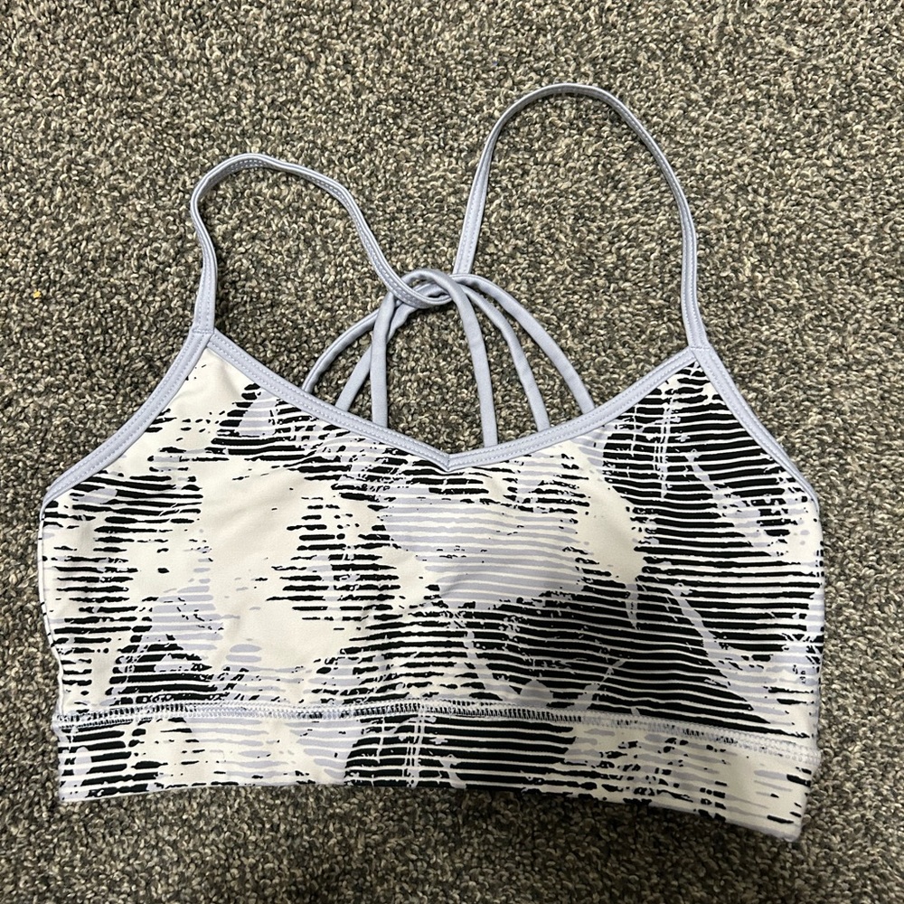 DKNY purple, white and black sports bra